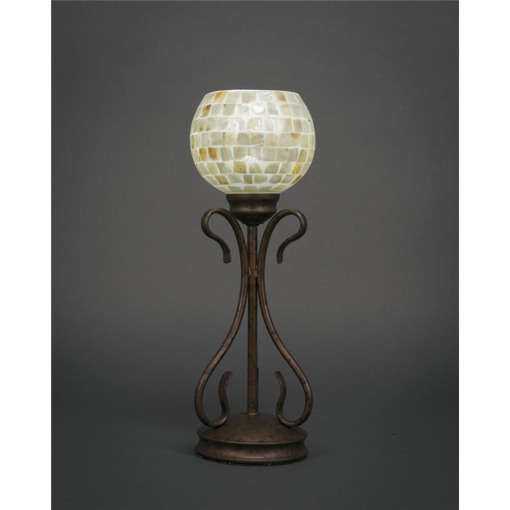 Toltec 31-BRZ-405 Swan Mini Table Lamp Shown In Bronze Finish With 6" Mystic Seashell Glass