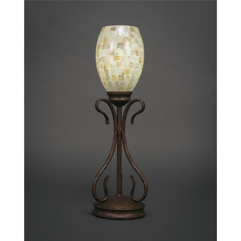 Toltec 31-BRZ-406 Swan Mini Table Lamp Shown In Bronze Finish With 5" Ivory Seashell Glass
