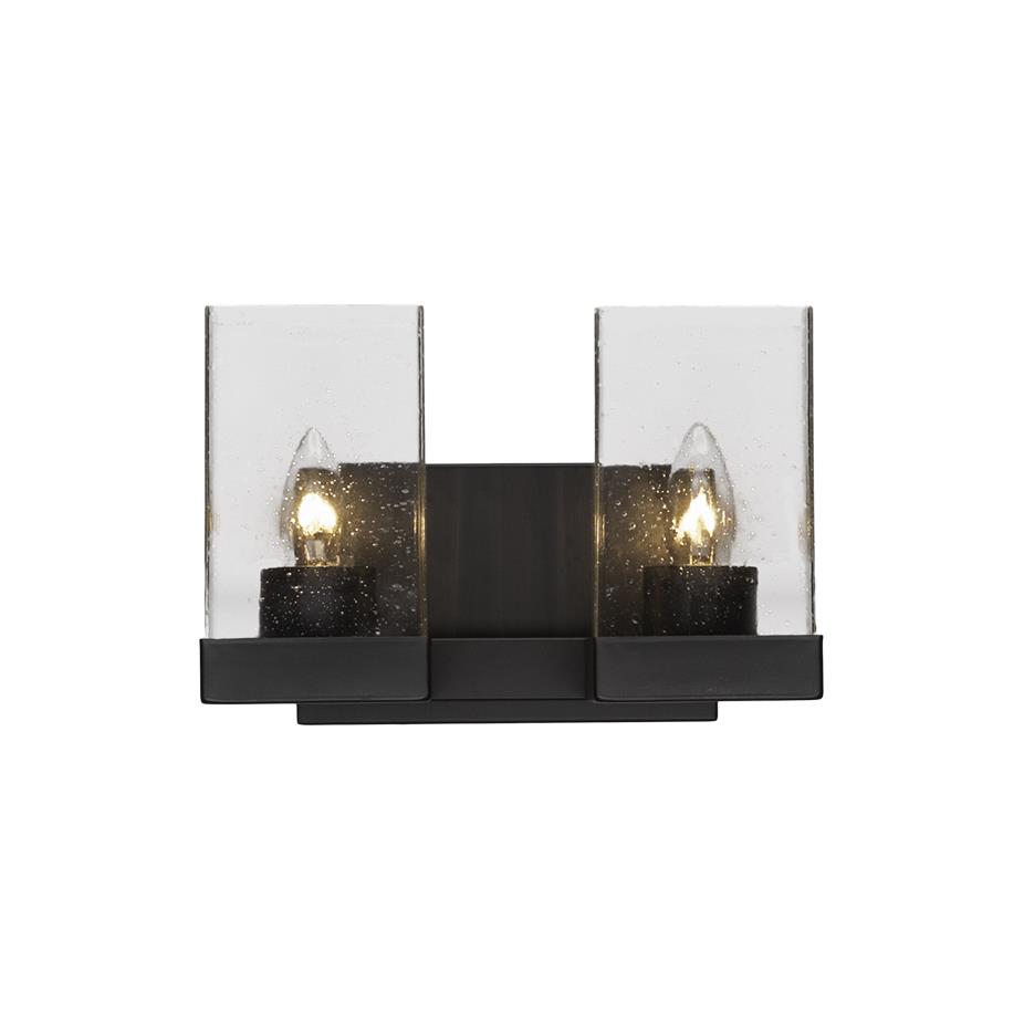 Toltec Lighting 3122-ES-530 Nouvelle 2 Light Bath Bar Shown In Espresso Finish With 4" Clear Bubble Glass