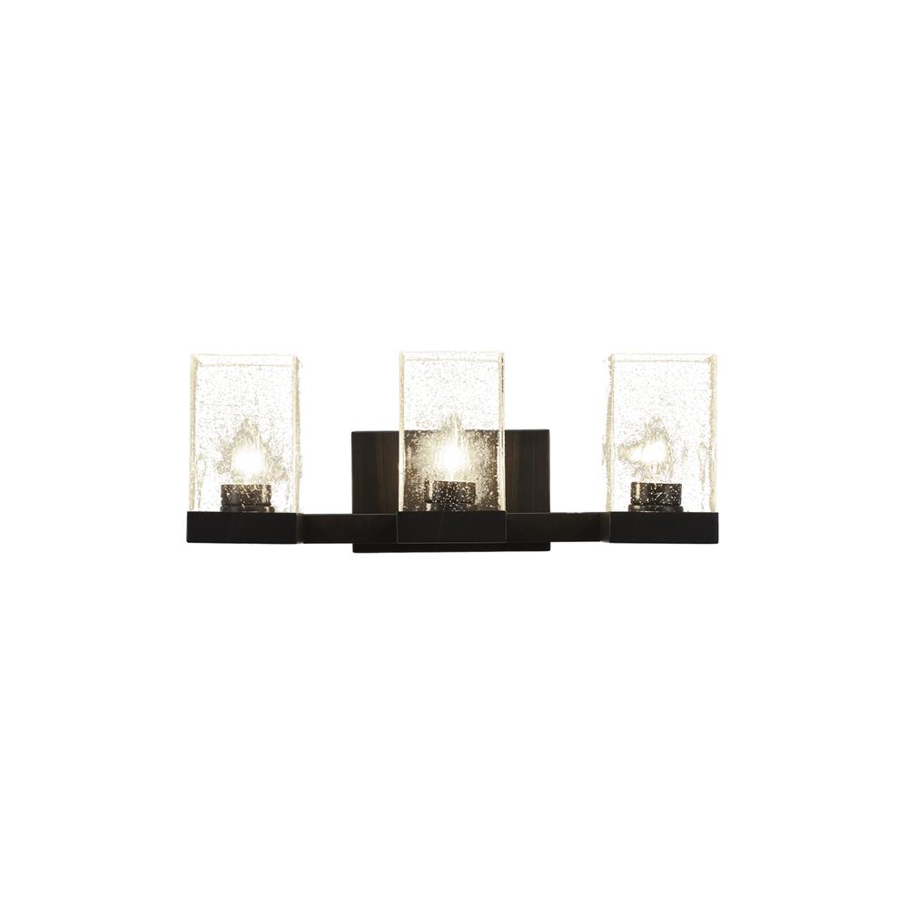 Toltec Lighting 3123-ES-530 Nouvelle 3 Light Bath Bar Shown In Espresso Finish With 4” Clear Bubble Glass