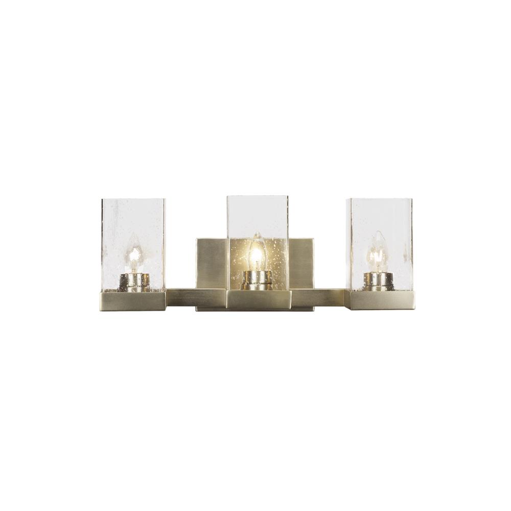 Toltec Lighting 3123-NAB-530 Nouvelle 3 Light Bath Bar Shown In New Age Brass Finish With 4" Clear Bubble Glass