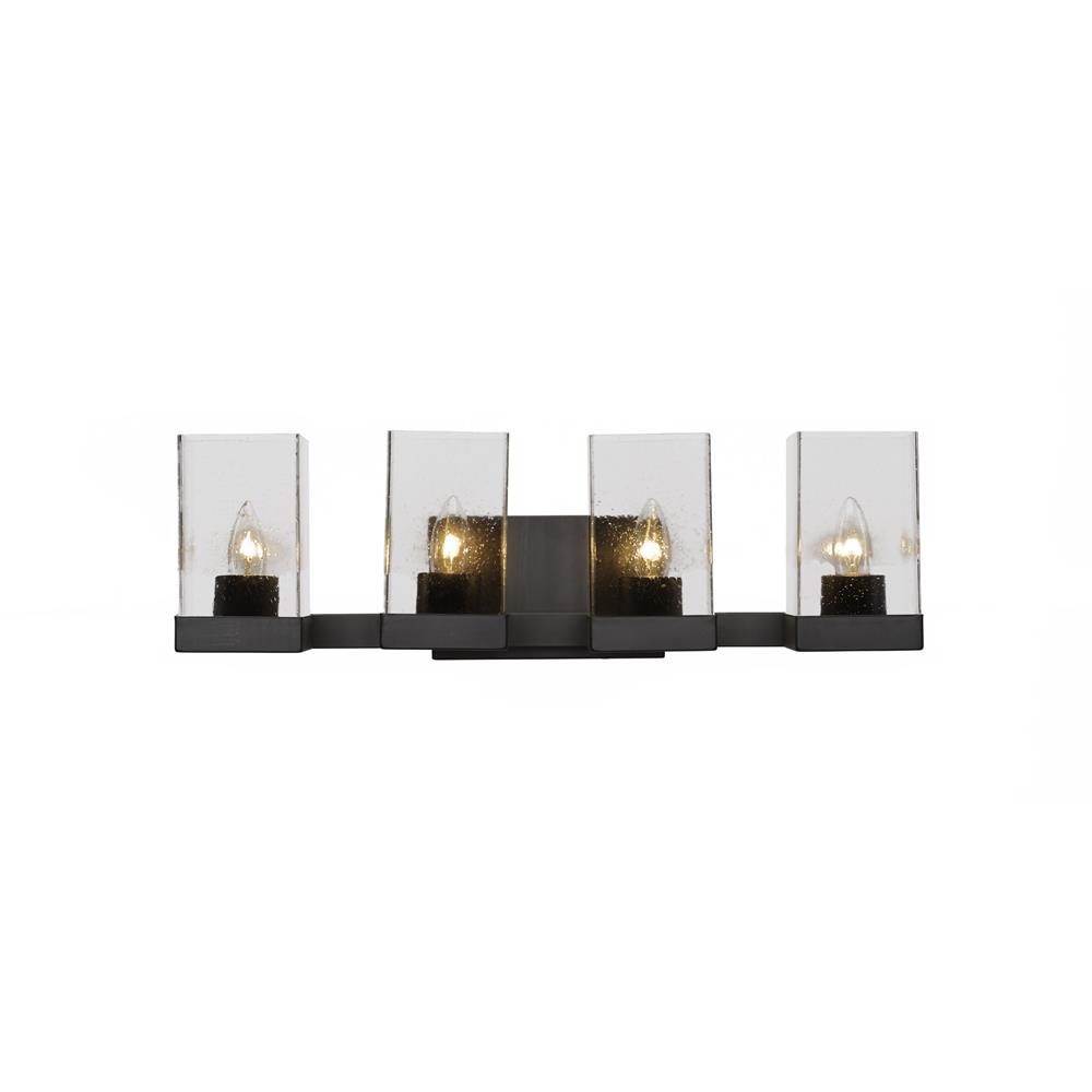 Toltec Lighting 3124-ES-530 Nouvelle 4 Light Bath Bar Shown In Espresso Finish With 4" Clear Bubble Glass
