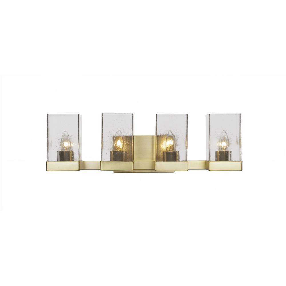 Toltec Lighting 3124-NAB-530 Nouvelle 4 Light Bath Bar Shown In New Age Brass Finish With 4" Clear Bubble Glass