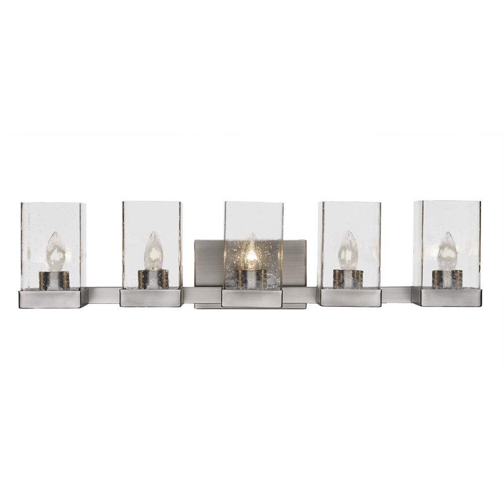 Toltec Lighting 3125-GP-530 Nouvelle 5 Light Bath Bar Shown In Graphite Finish With 4" Clear Bubble Glass