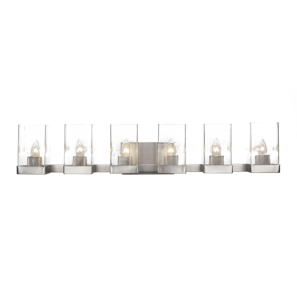Toltec Lighting 3126-GP-530 Nouvelle 6 Light Bath Bar Shown In Graphite Finish With 4” Clear Bubble Glass