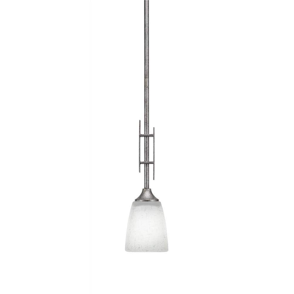 Toltec Lighting 320-AS-460 Uptowne 1 Light Mini Pendant Shown In Aged Silver Finish With 4.5” White Muslin Glass