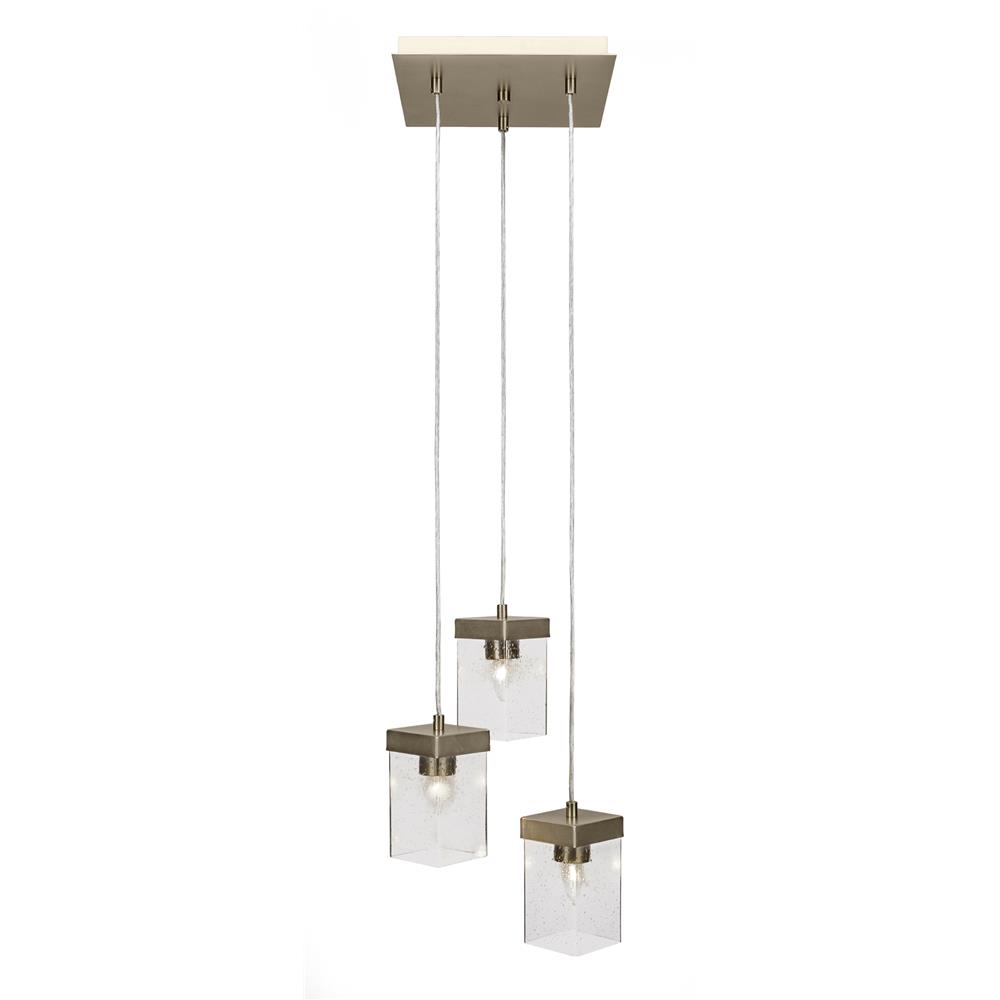 Toltec Lighting 3212-NAB-530 Nouvelle 3 Light Cord Multi Light Mini Pendant Shown In New Age Brass Finish With 4” Clear Bubble Glass