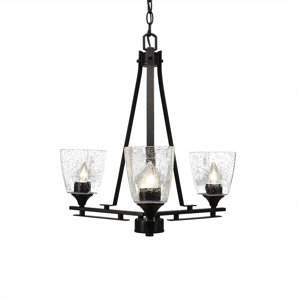 Toltec Lighting 323-DG-461 Uptowne 3 Light Chandelier Shown In Dark Granite Finish With 4.5” Clear Bubble Glass
