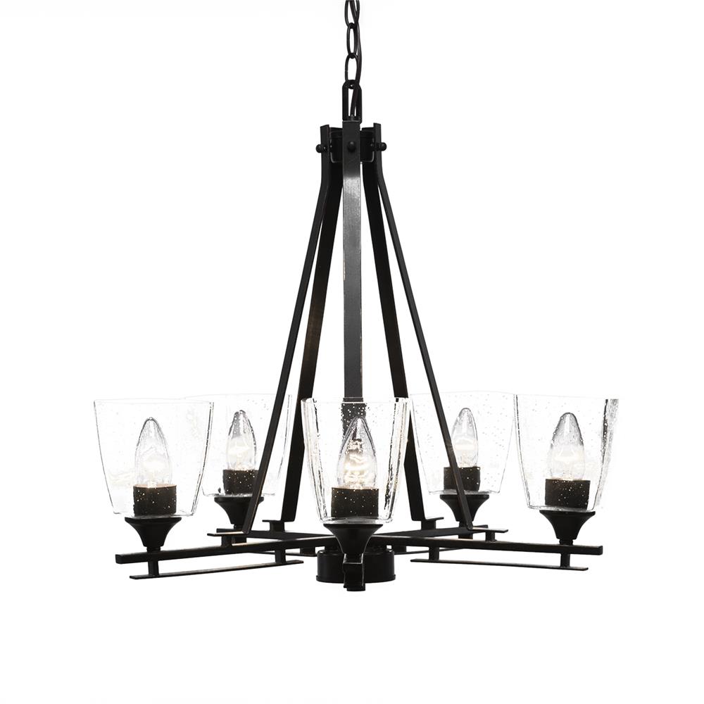 Toltec Lighting 325-DG-461 Uptowne 5 Light Chandelier Shown In Dark Granite Finish With 4.5” Clear Bubble Glass