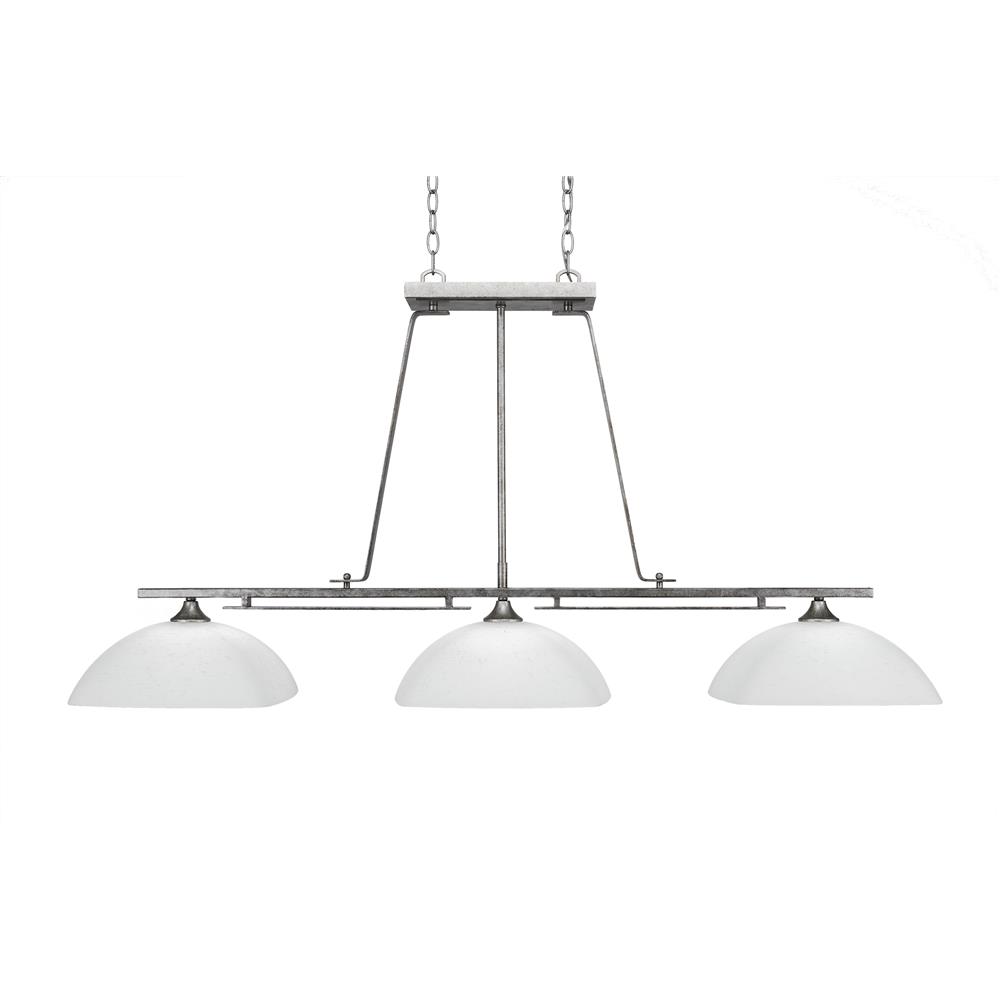 Toltec Lighting 326-AS-466 Uptowne 3 Light Bar Shown In Aged Silver Finish With 13.75” White Muslin Glass