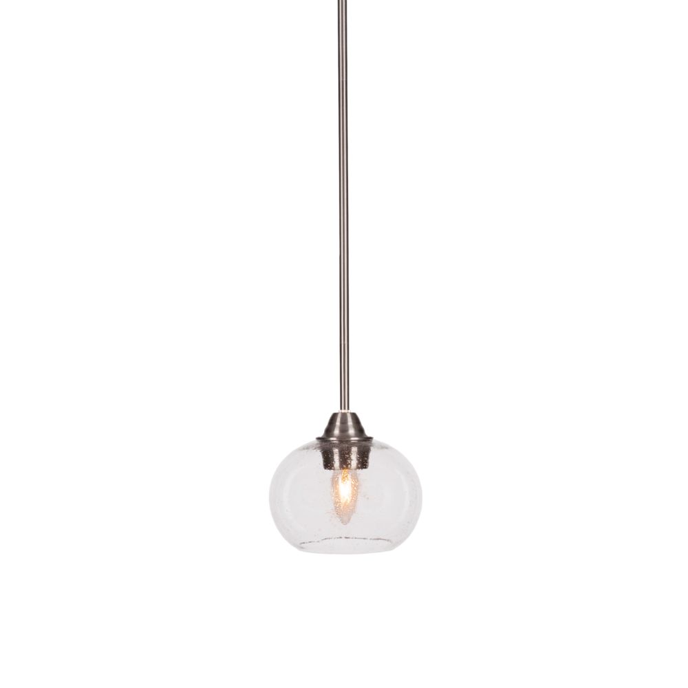 Toltec Lighting 3401-BN-202 Paramount 1 Light Mini Pendant In Brushed Nickel Finish With 7" Clear Bubble Glass