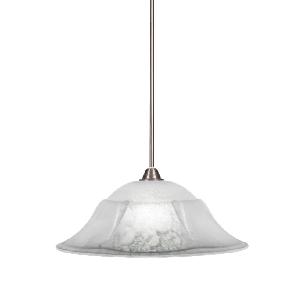 Toltec Lighting 3401-BN-53815 Paramount 1 Light Pendant In Brushed Nickel Finish With 20" White Marble Glass
