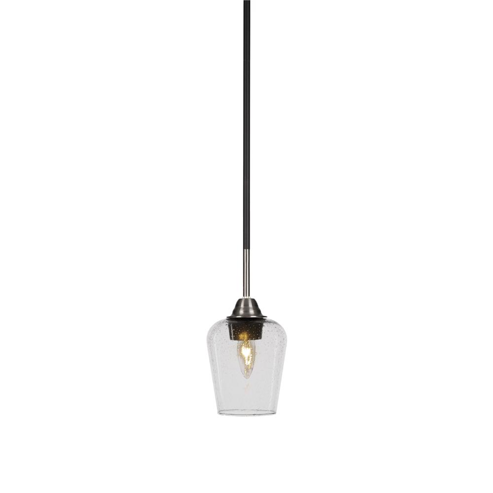 Toltec Lighting 3401-MBBN-210 Paramount 1 Light Mini Pendant In Matte Black And Brushed Nickel Finish With 5” Clear Bubble Glass