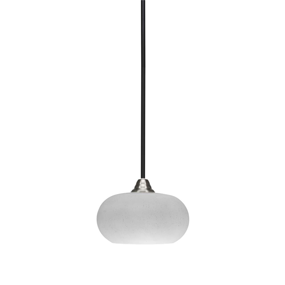 Toltec Lighting 3401-MBBN-214 Paramount 1 Light Mini Pendant In Matte Black And Brushed Nickel Finish With 10” White Muslin Glass