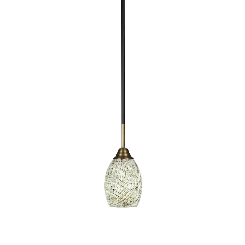 Toltec Lighting 3401-MBBR-5054 Paramount 1 Light Mini Pendant In Matte Black And Brass Finish With 5" Natural Fusion Glass
