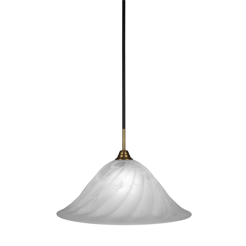 Toltec Lighting 3401-MBBR-5781 Paramount 1 Light Mini Pendant In Matte Black And Brass Finish With 20" White Alabaster Swirl Glass