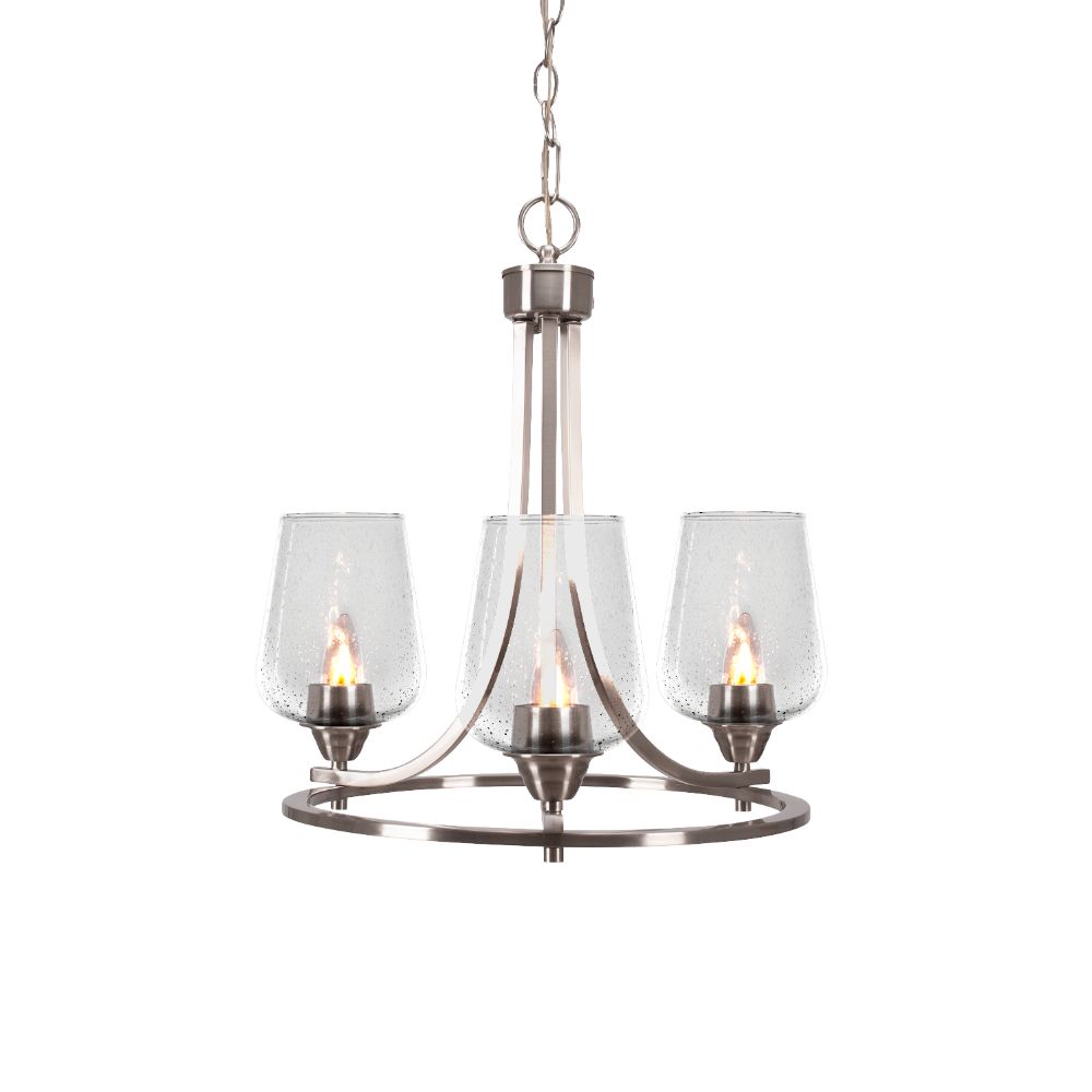 Toltec Lighting 3403-BN-210 Paramount Uplight, 3 Light, Chandelier In Brushed Nickel Finish With 5" Clear Bubble Glass