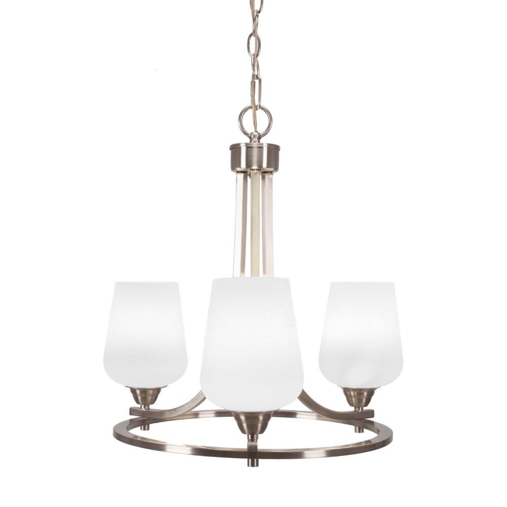 Toltec Lighting 3403-BN-211 Paramount Uplight, 3 Light, Chandelier In Brushed Nickel Finish With 5" White Muslin Glass