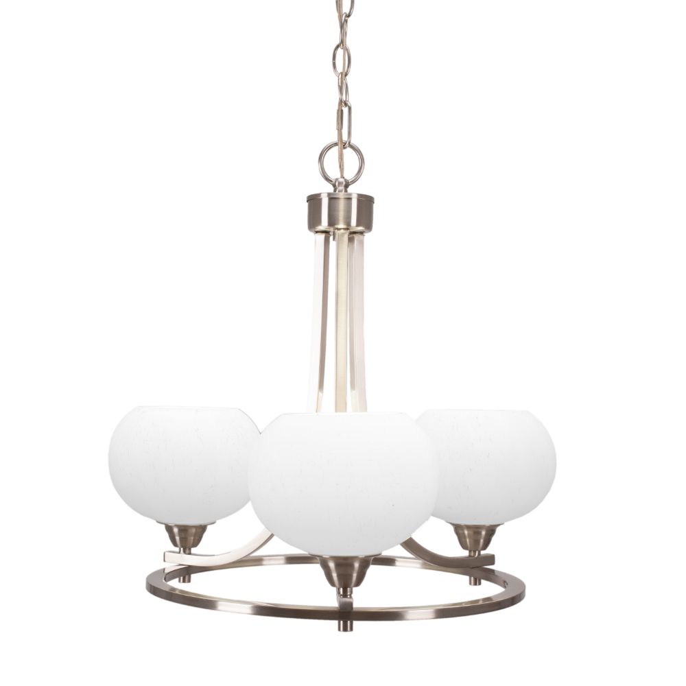 Toltec Lighting 3403-BN-212 Paramount Uplight, 3 Light, Chandelier In Brushed Nickel Finish With 7" White Muslin Glass