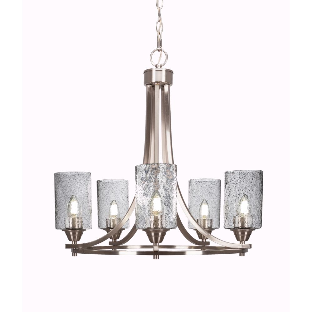 Toltec Lighting 3405-BN-3002 Paramount 5 Light Chandelier In Brushed Nickel Finish With 4" Smoke Bubble Glass