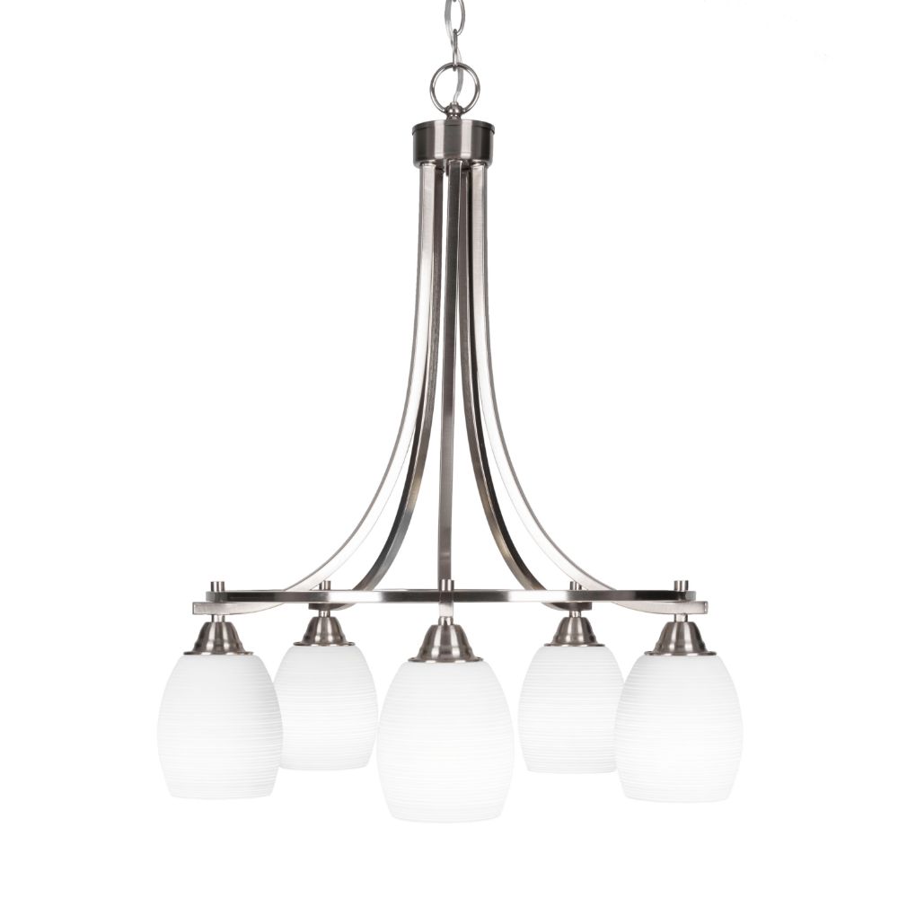 Toltec Lighting 3415-BN-4021 Paramount 5 Light Chandelier In Brushed Nickel Finish With 5" White Matrix Glass