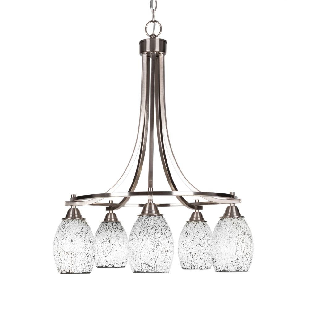 Toltec Lighting 3415-BN-4165 Paramount 5 Light Chandelier In Brushed Nickel Finish With 5" Black Fusion Glass