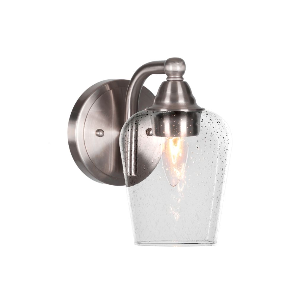 Toltec Lighting 3421-BN-210 Paramount 1 Light Wall Sconce In Brushed Nickel Finish With 5" Clear Bubble Glass