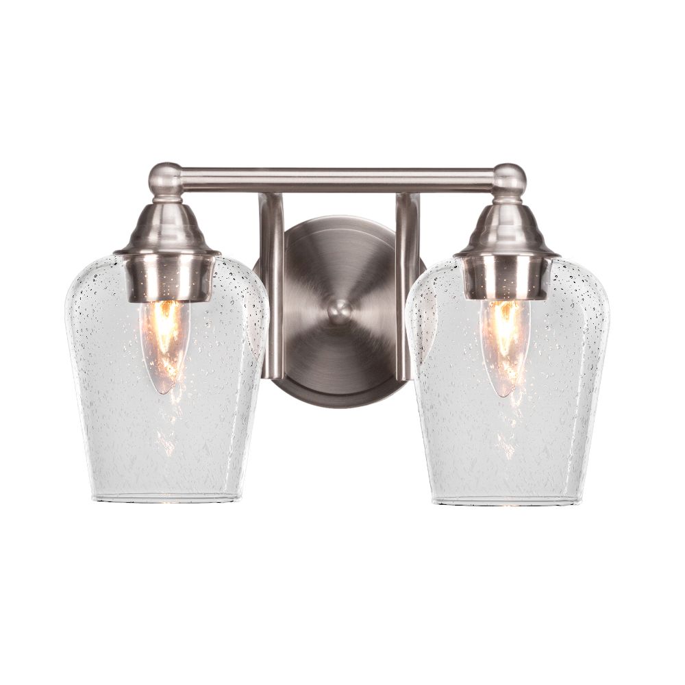Toltec Lighting 3422-BN-210 Paramount 2 Light Bath Bar In Brushed Nickel Finish With 5" Clear Bubble Glass