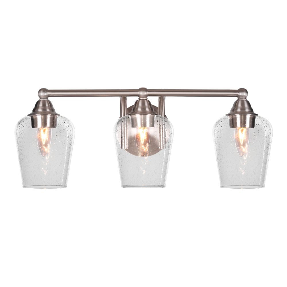 Toltec Lighting 3423-BN-210 Paramount 3 Light Bath Bar In Brushed Nickel Finish With 5" Clear Bubble Glass