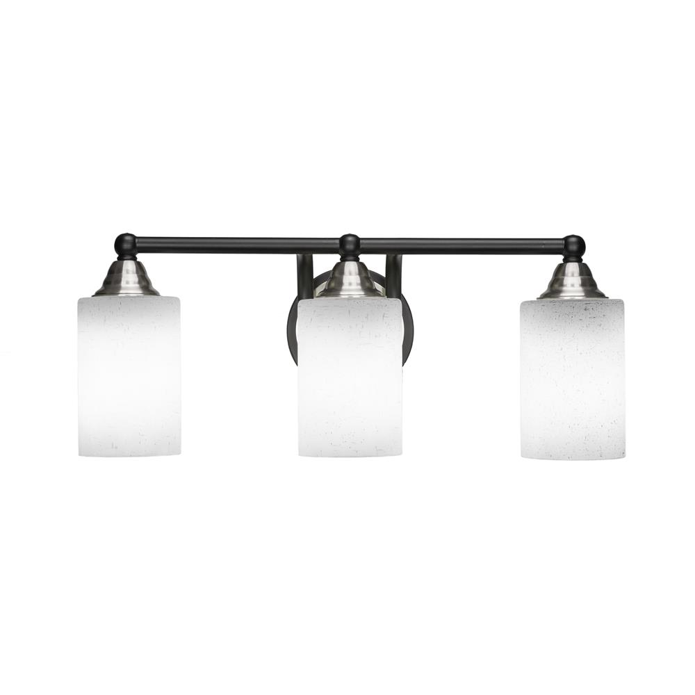 Toltec Lighting 3423-MBBN-310 Paramount 3 Light Bath Bar In Matte Black And Brushed Nickel Finish With 4” White Muslin Glass