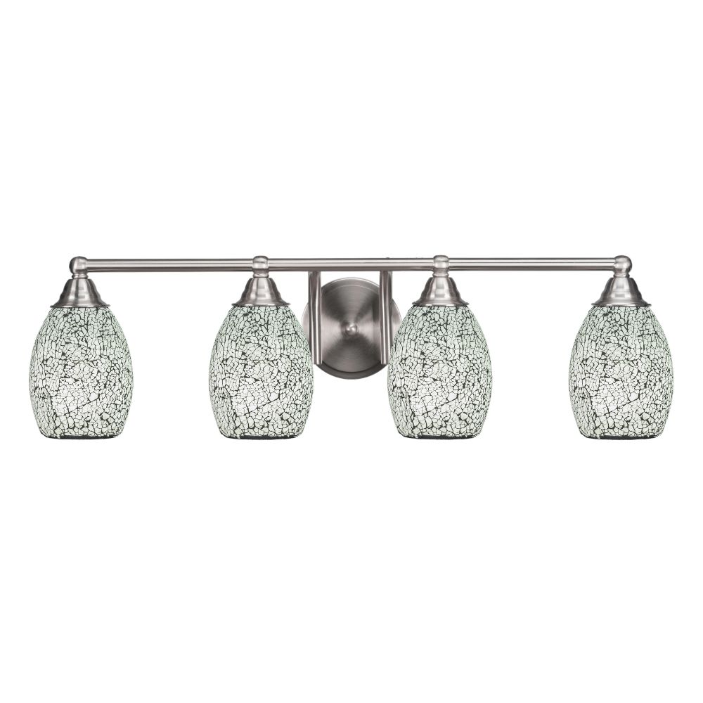 Toltec Lighting 3424-BN-4165 Paramount 4 Light Bath Bar In Brushed Nickel Finish With 5" Black Fusion Glass