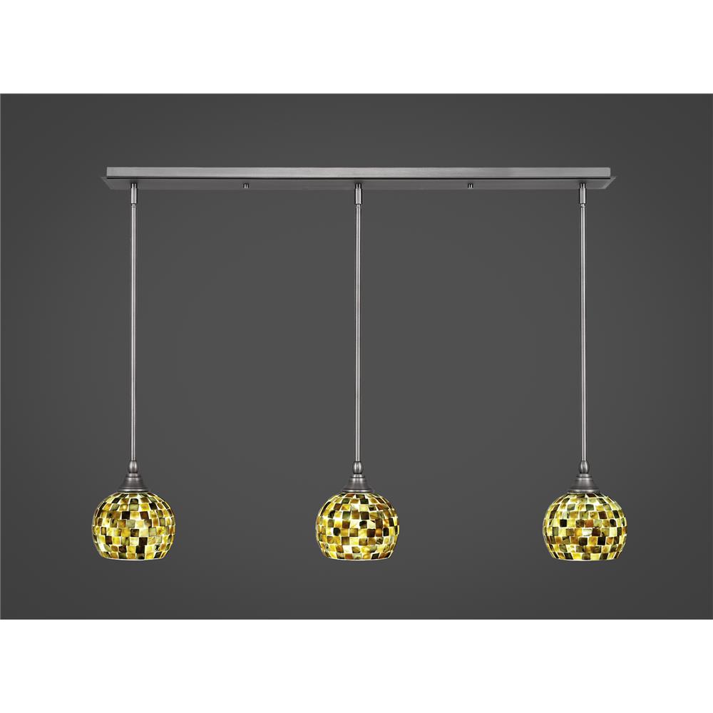 Toltec Lighting 36-BN-407 3 Light Multi Light Mini Pendant With Hang Straight Swivels Shown In Brushed Nickel Finish With 6" Sea Mist Seashell Glass