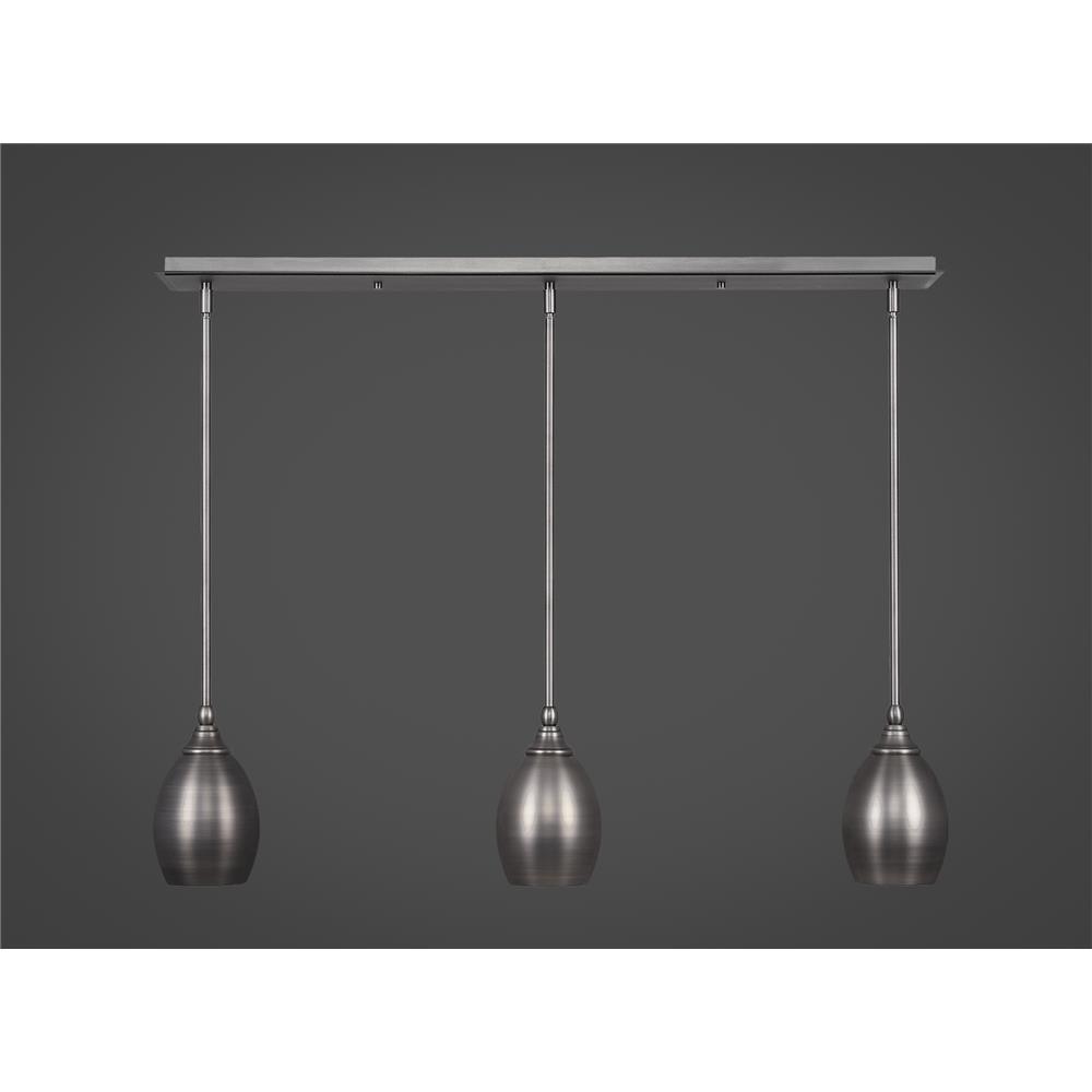 Toltec Lighting 36-BN-426 3 Light Multi Light Mini Pendant With Hang Straight Swivels Shown In Brushed Nickel Finish With 5" Brushed Nickel Oval Metal Shade