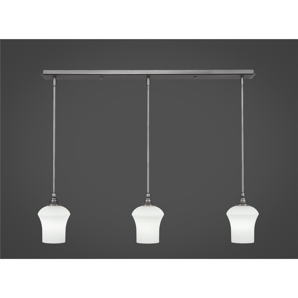 Toltec Lighting 36-BN-681 3 Light Multi Light Mini Pendant With Hang Straight Swivels Shown In Brushed Nickel Finish With 5.5" Zilo White Linen Glass