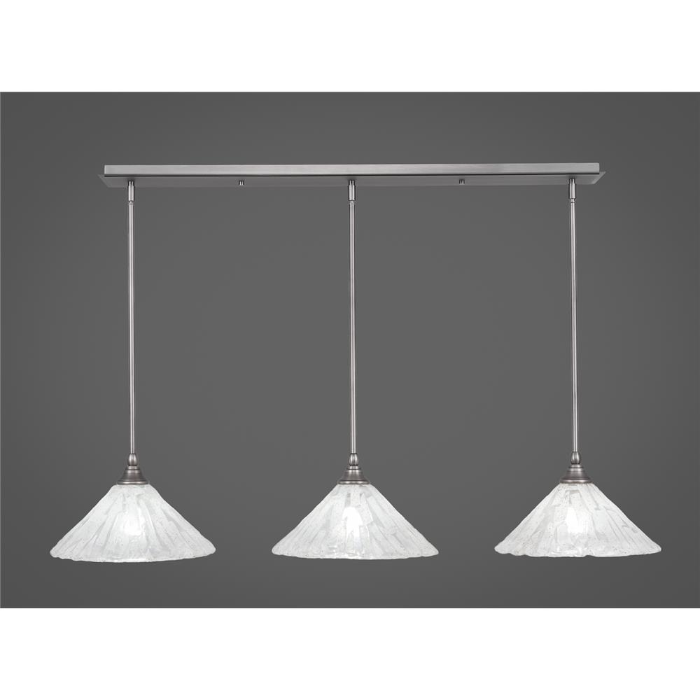 Toltec Lighting 36-BN-709 3 Light Multi Light Mini Pendant With Hang Straight Swivels in Brushed Nickel Finish With 12” Italian Ice Glass