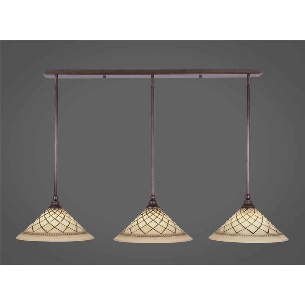 Toltec Lighting 36-BRZ-7182 3 Light Multi Light Mini Pendant With Hang Straight Swivels Shown In Bronze Finish With 12" Chocolate Icing Glass