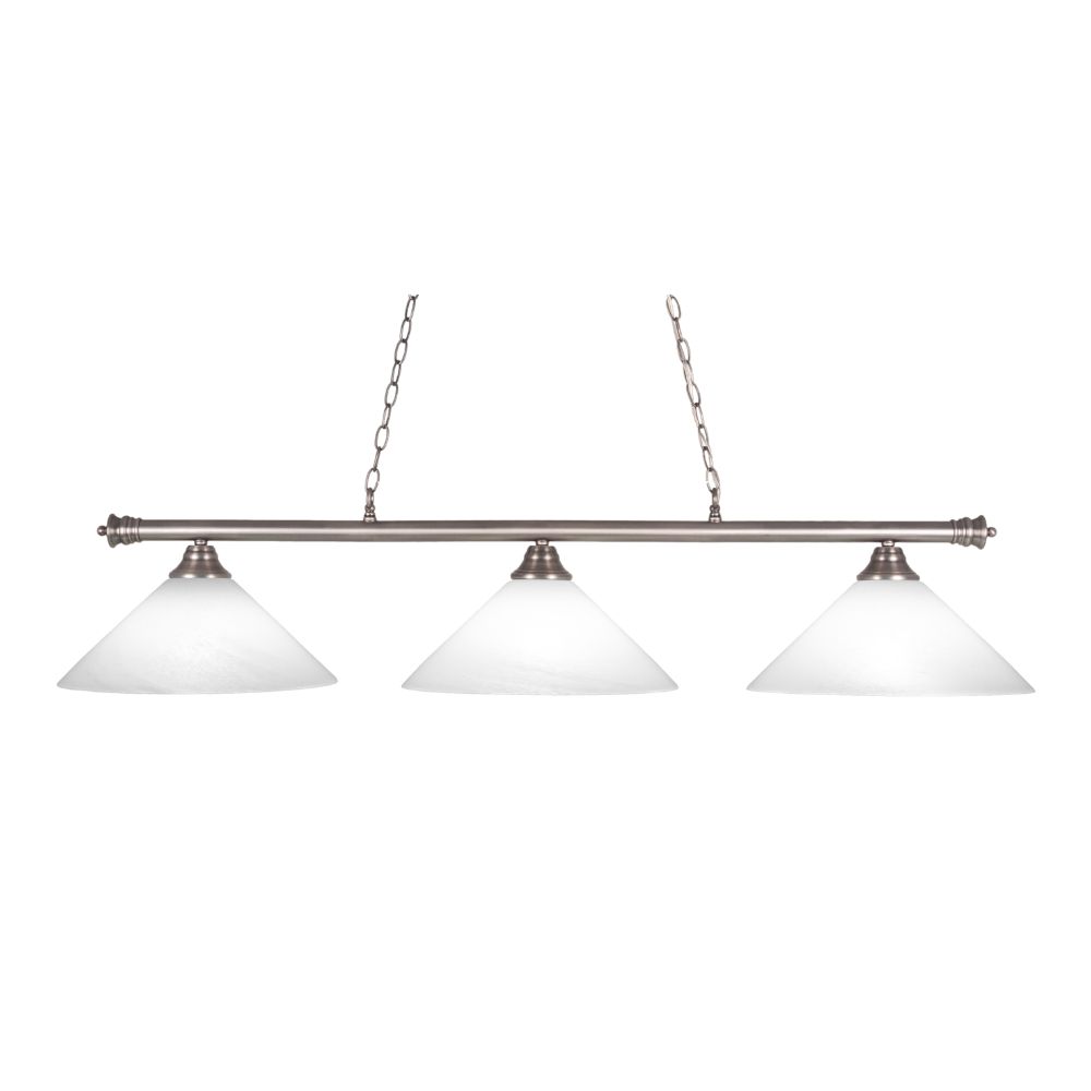 Toltec Lighting 373-BN-2161 Oxford 3 Light Bar Shown In Brushed Nickel Finish With 16" White Marble Glass