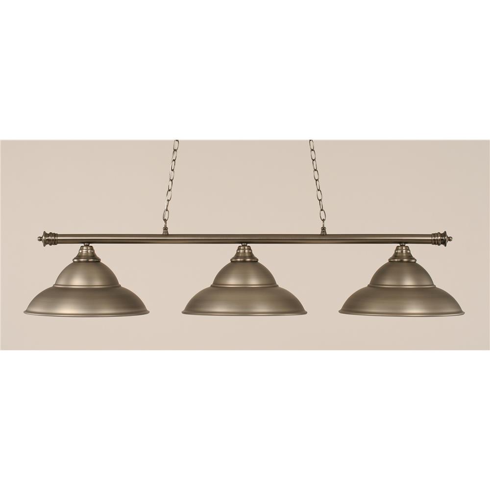 Toltec Lighting 373-BN-429-BN Oxford 3 Light Billiard Light in Brushed Nickel Finish With 16" Matte Black Double Bubble Metal Shades