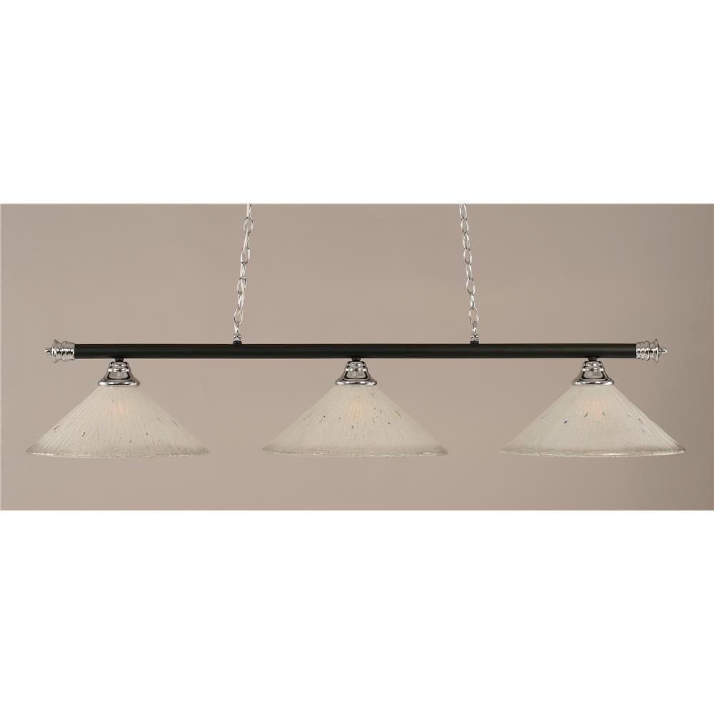Toltec Lighting 373-CHMB-711 Oxford 3 Light Billiard Light in Chrome And Matte Black Finish With 16" Frosted Crystal Glass