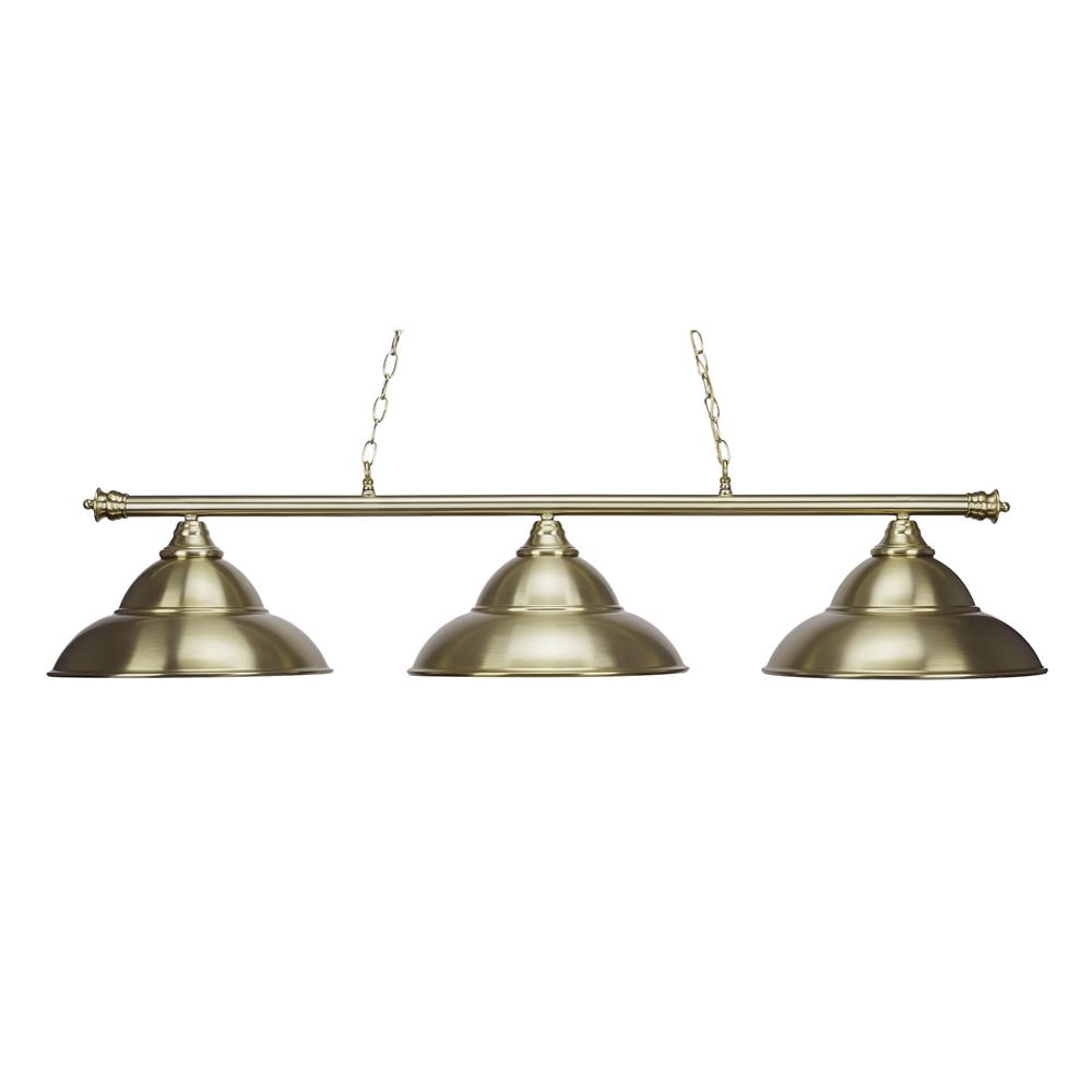 Toltec Lighting 373-NAB-429 Oxford 3 Light Bar Shown In Bronze Finish With 16" New Age Brass With New Age Brass Double Bubble Metal Shades