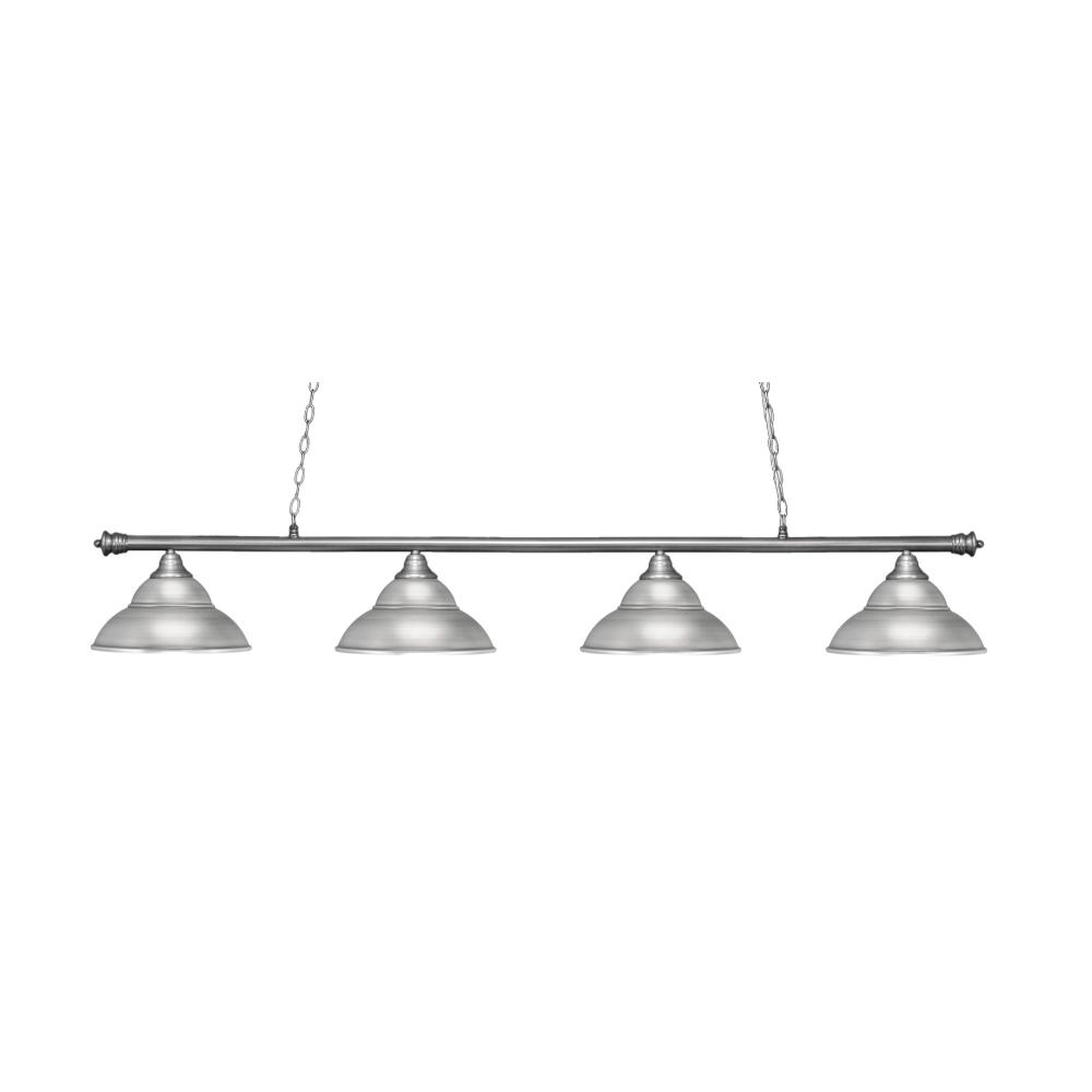 Toltec Lighting 374-BN-428 Oxford 4 Light Bar, Brushed Nickel Finish, 13" Brushed Nickel Double Bubble Metal Shades