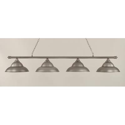 Toltec Lighting 374-BN-429-BN Oxford 4 Light Billiard Light with 16 in. Brushed Nickel Double Bubble Metal Shades in Brushed Nickel