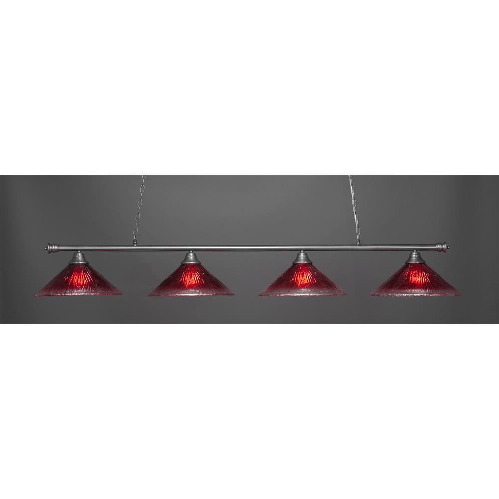 Toltec Lighting 374-BN-716 Oxford 4 Light Billiard Light with 16 in. Raspberry Crystal Glass in Brushed Nickel