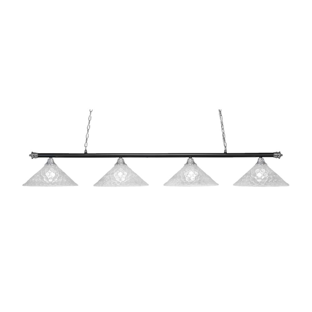 Toltec Lighting 374-CHMB-411 Oxford 4 Light Bar Shown In Chrome And Matte Black Finish With 16" Italian Bubble Glass