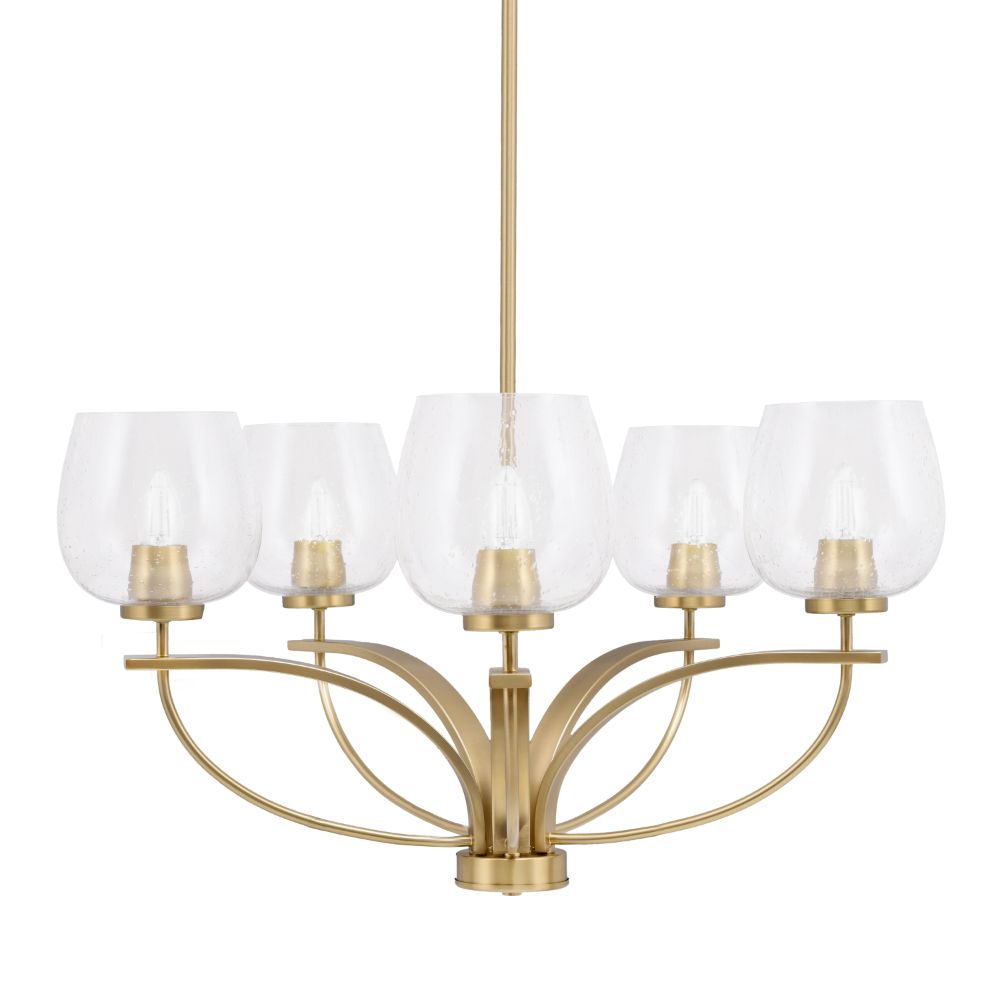 Toltec Lighting 3905-NAB-4810 Cavella 5 Light Chandelier In New Age Brass Finish With 6" Clear Bubble Glass