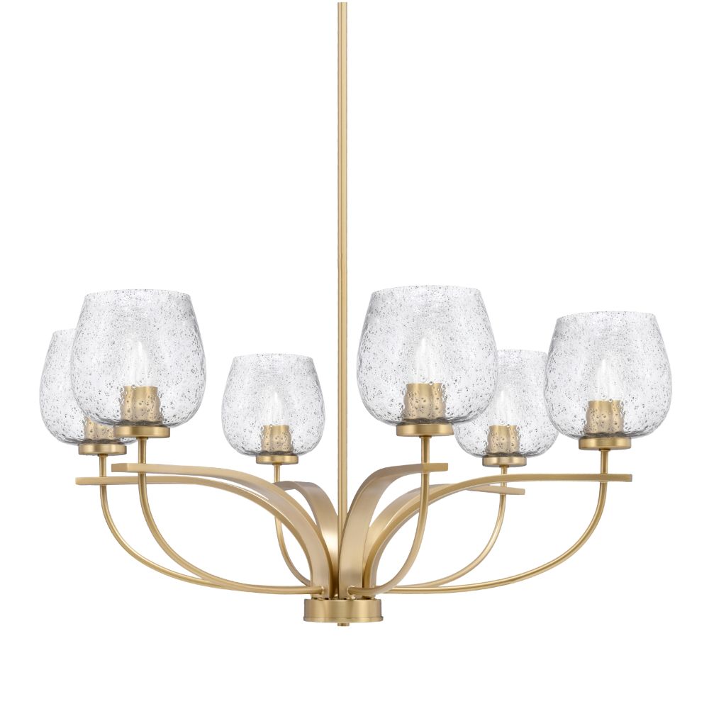 Toltec Lighting 3906-NAB-4812 Cavella 6 Light Chandelier Shown In New Age Brass Finish With 6" Smoke Bubble Glass