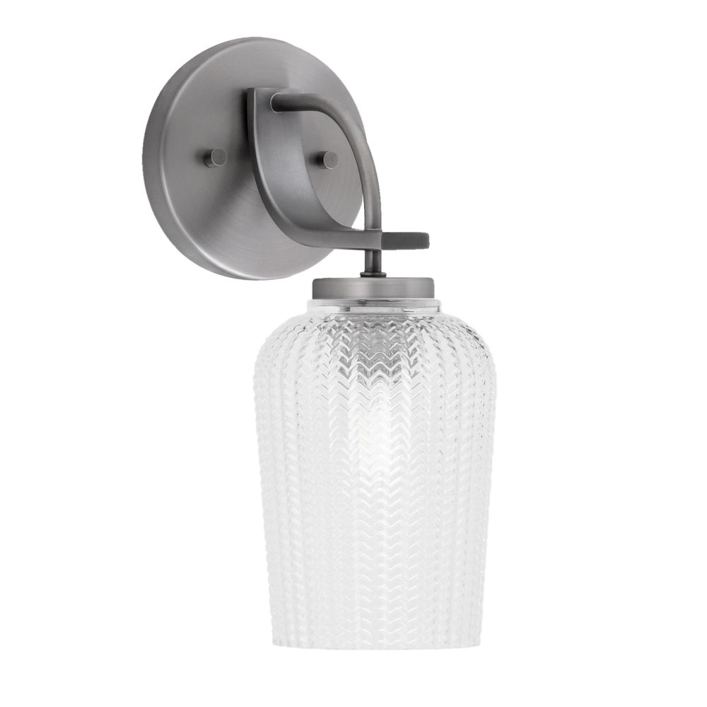 Toltec 3911-GP-4250 Cavella Wall Sconce, Graphite Finish, 5" Clear Textured Glass