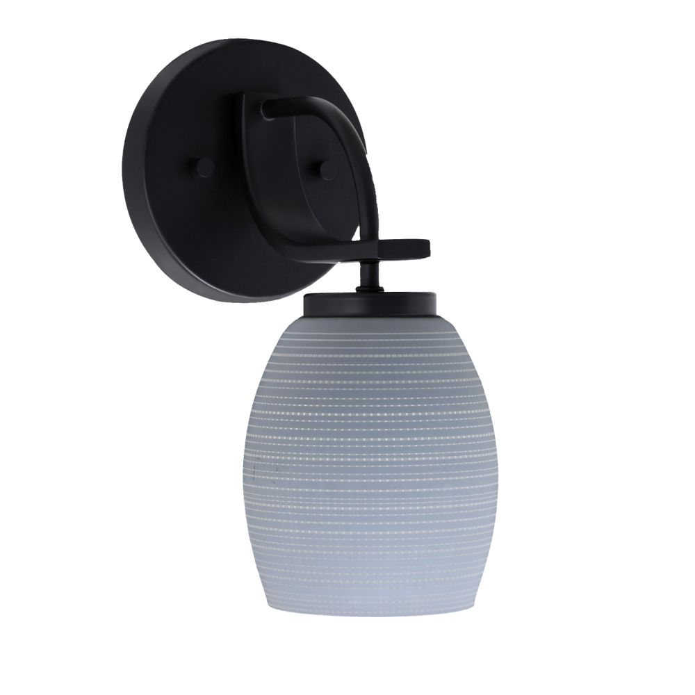 Toltec Lighting 3911-MB-4022 Cavella 1 Light Wall Sconce Shown In Matte Black Finish With 5" Gray Matrix Glass