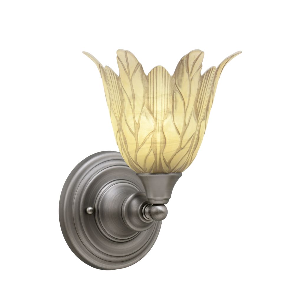 Toltec Lighting 40-BN-1025 Wall Sconce with 7 in. Vanilla Leaf Glass in Brushed Nickel