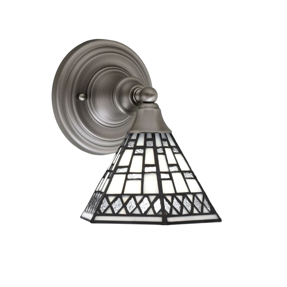 Toltec 40-BN-9105 Wall Sconce Shown In Brushed Nickel Finish With 7" Pewter Tiffany Glass